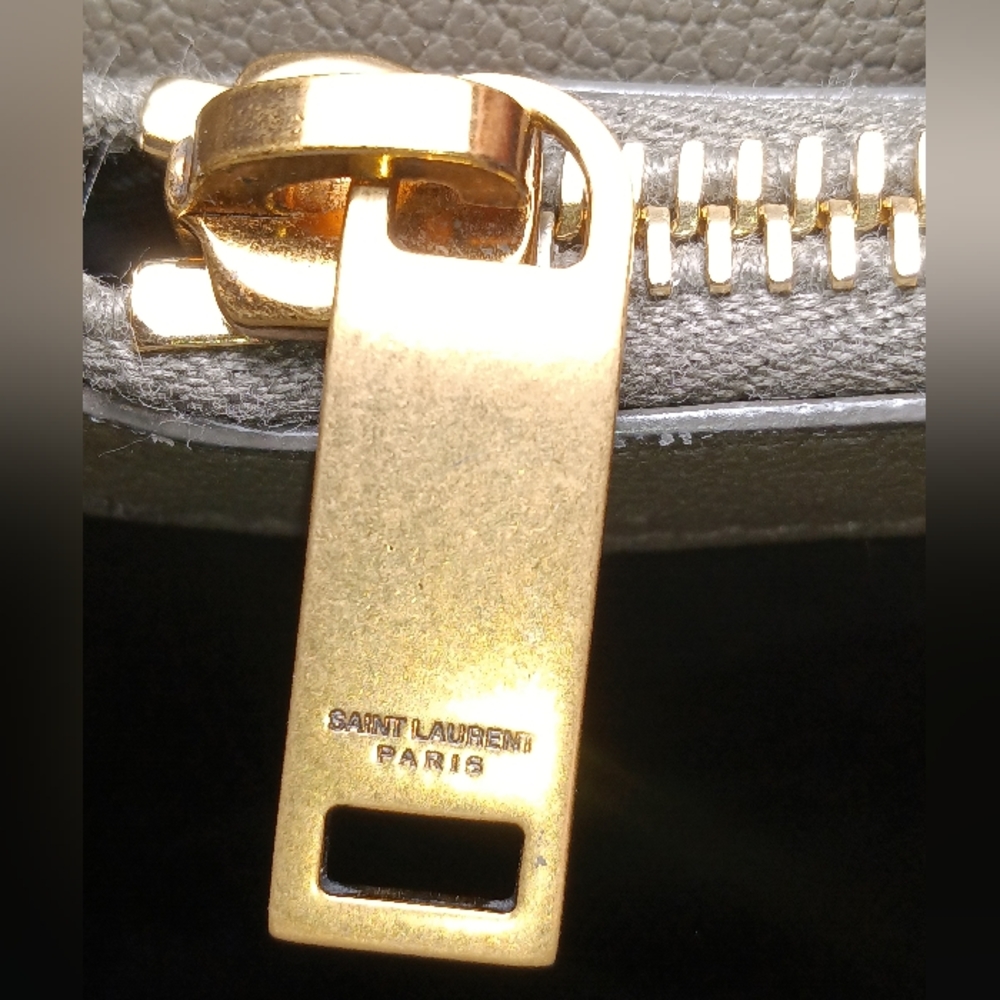 NEW SAINT LAURENT COLLEGE MEDIUM CHAIN BAG IN QUILTED LEATHER GREY GOLD - Picture 10 of 16